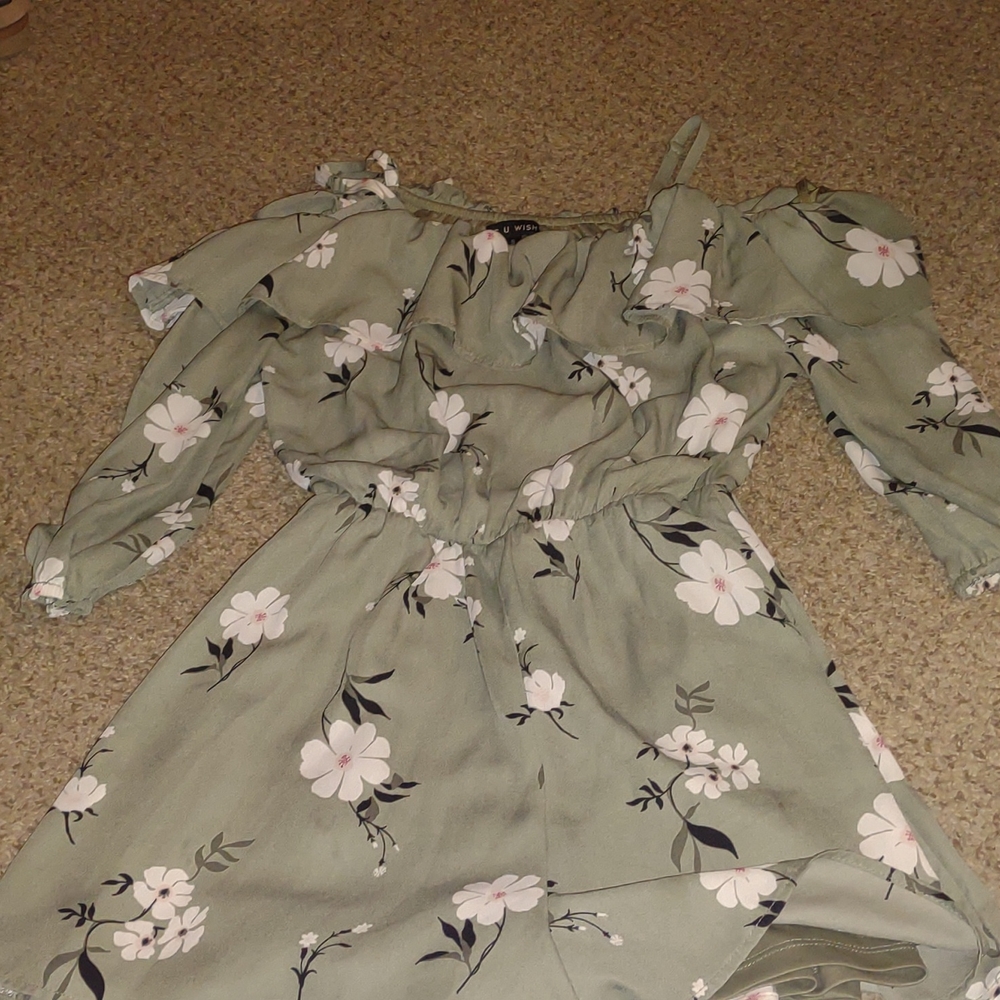 Women's size small green and floral print as You wish romper